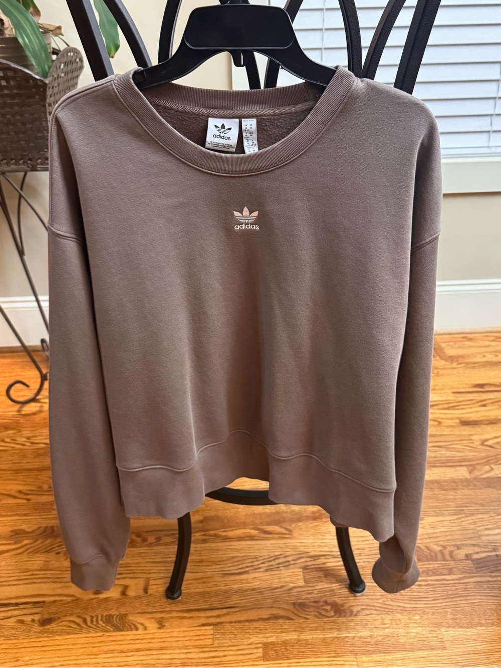 adidas Brown Crewneck Sweatshirt with Trefoil Logo